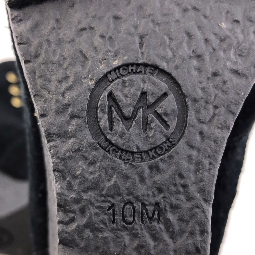 Michael Kors Rory Black Leather Wedge Ankle Booties 10M - Picture 13 of 13